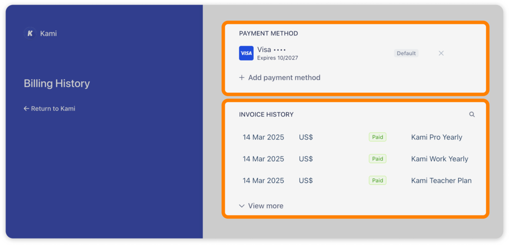 Managing your Kami subscriptions and billing