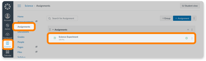 Assignments page in Canvas