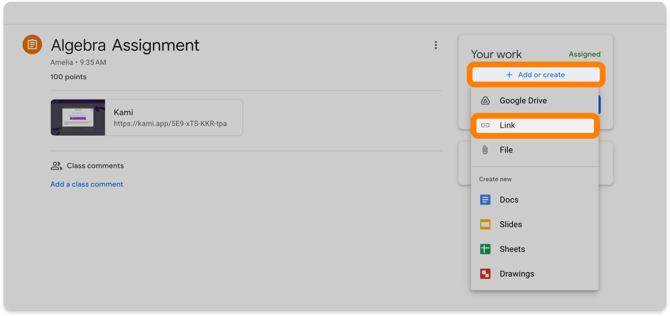 Google Classroom assignment