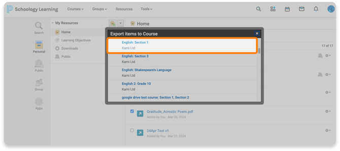 Select course