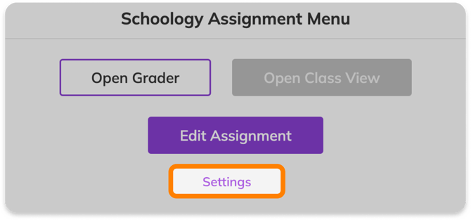 Settings button in Schoology Assignment menu