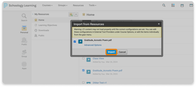 Import your assignment