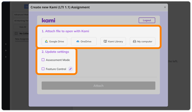 Kami assignment settings