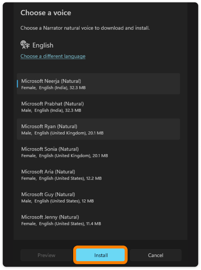 Install button