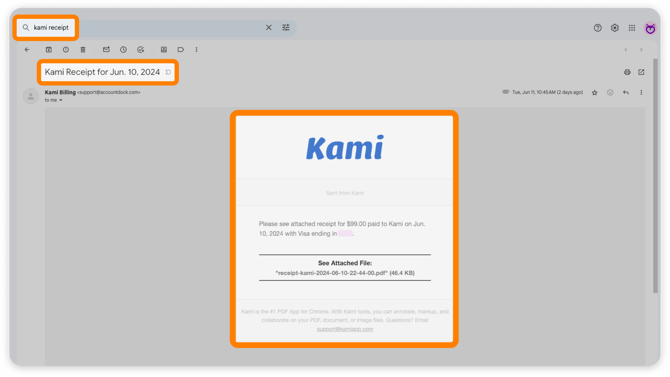 Receipt email