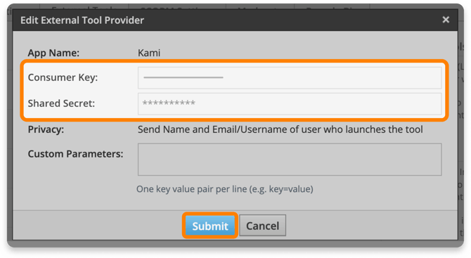 Enter consumer key & secret