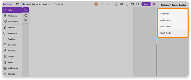 Kami assignment view options