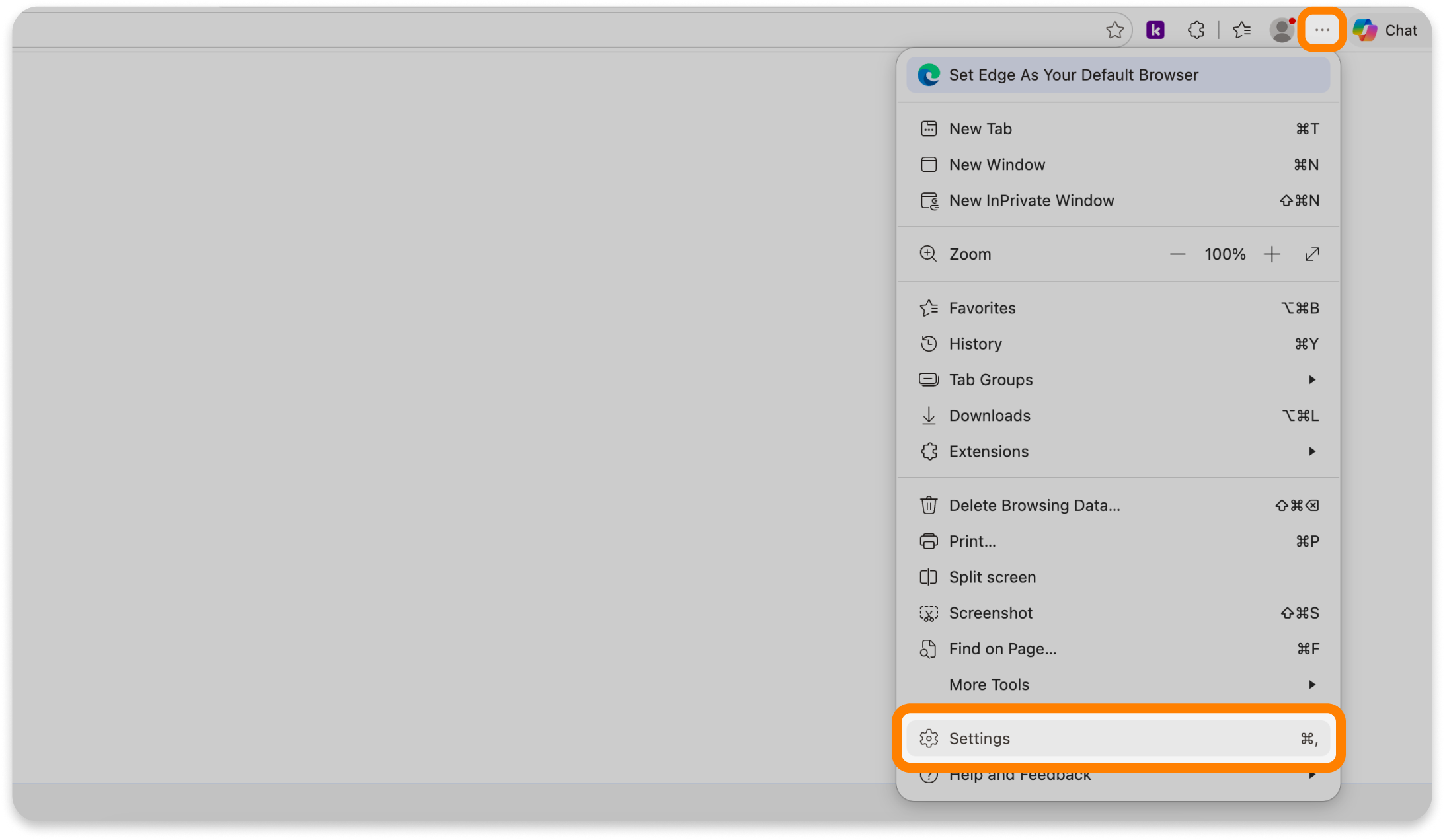 Edge settings