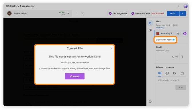 Convert file message