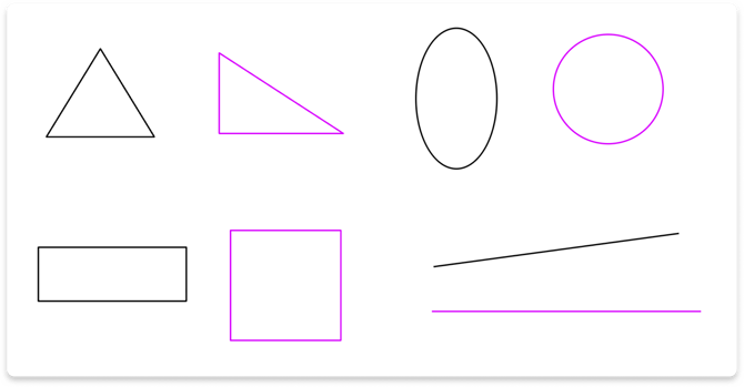 Examples of the shapes created using the Shapes tool