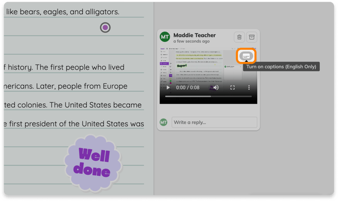 Closed Caption button in a Comment annotation