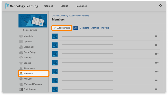 Add Members to Schoology course