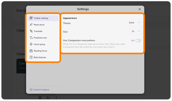 Companion settings