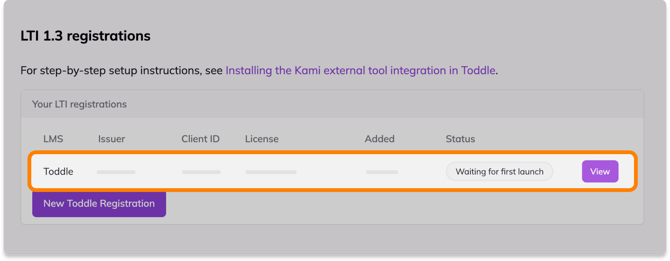 New Toddle LTI 1.3 registration