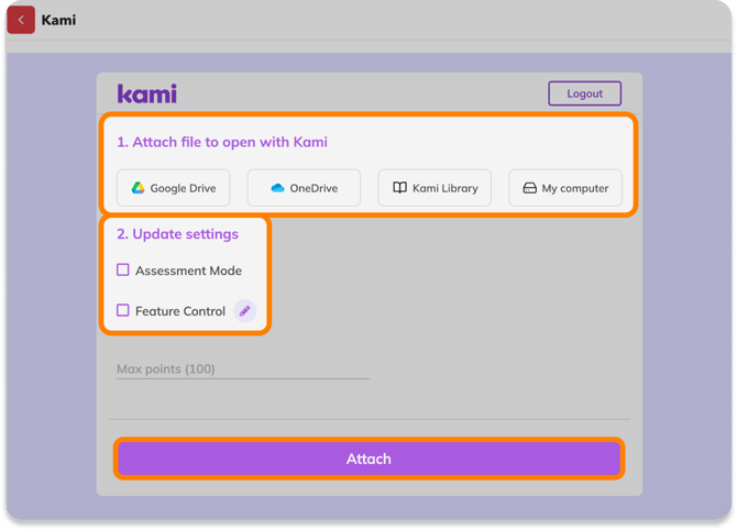 Attach file to Kami assignment