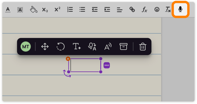 Voice typing in rich text bar