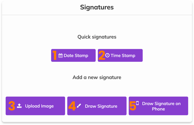 Signature tool menu