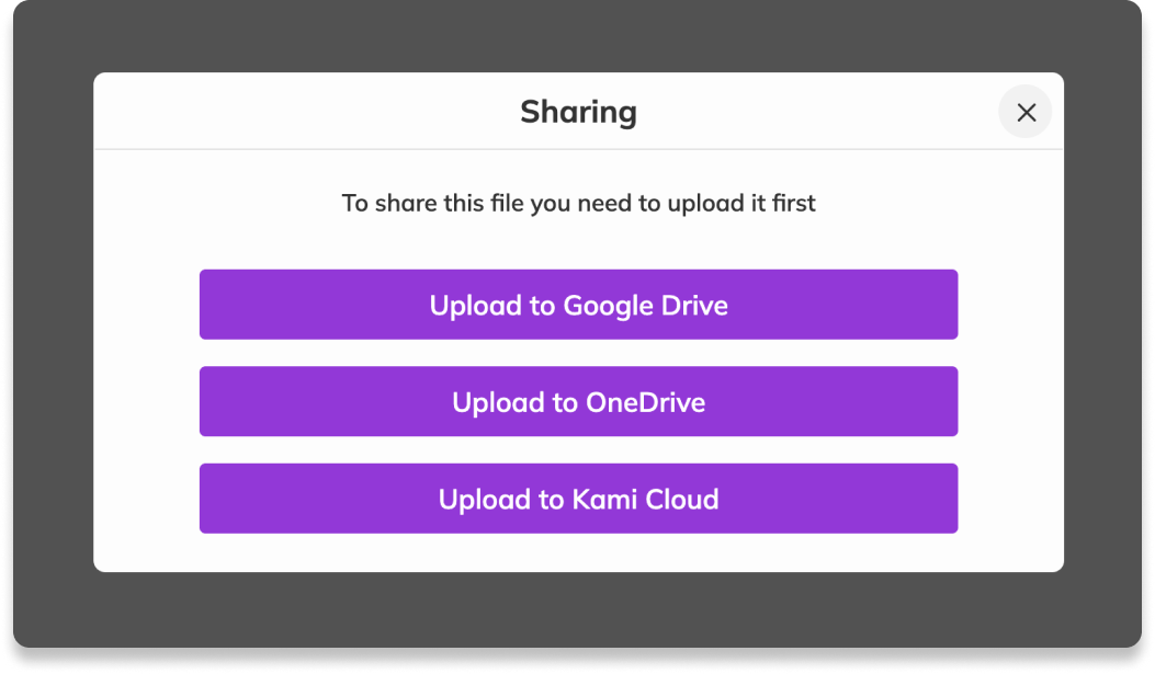 Cloud sharing options